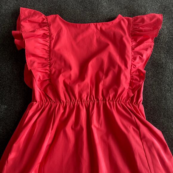 Abercrombie & Fitch Fluter Sleeve Tiered Dress M Pink - Picture 11 of 16